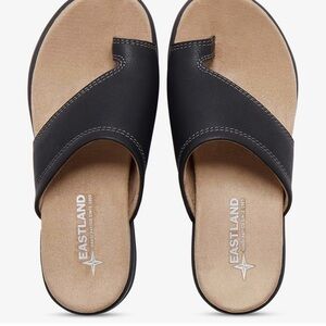 Eastland Black and Tan Slide Sandals